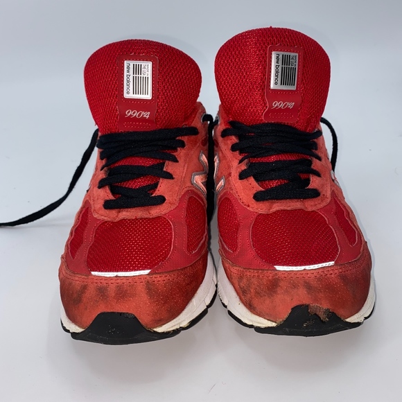 Men's (RED) New Balance 990 V4 - Picture 2 of 8